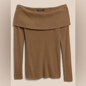 Banana Republic ribbed Off-Shoulder Brown Sweater